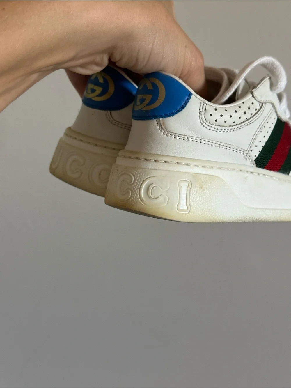 Gucci Ace Kids Screener Sneakers EU 25 White Leather Web Red And Green Stripe